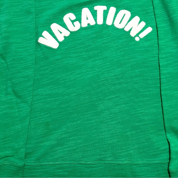 J Crew Factory Kelly Green Vacation! Graphic Crewneck Long Sleeve Sweatshirt - Picture 5 of 7